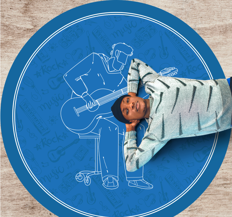 Sediaci gitarista minimalistický dizajn moderný koberec - Tenstickers