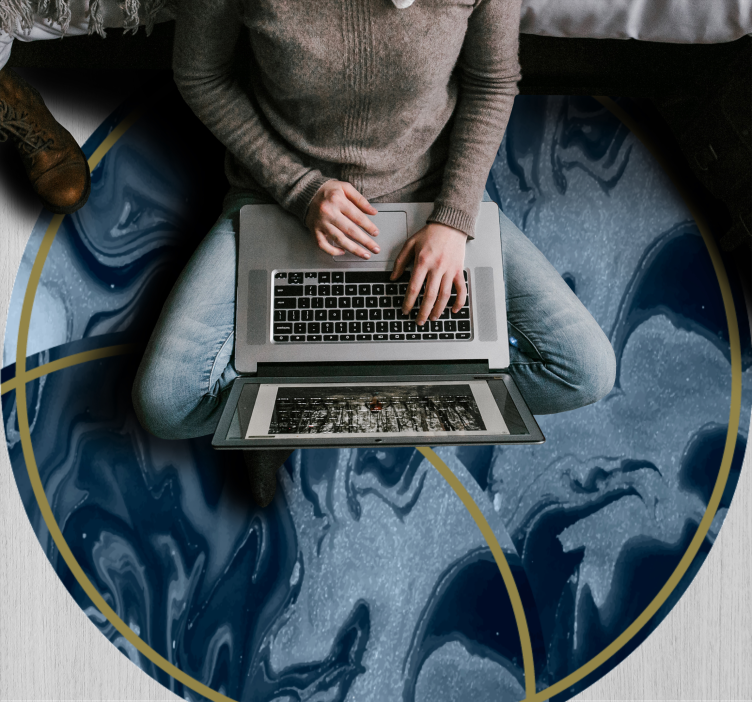 Severský abstraktný modrý dizajn severský koberec - Tenstickers