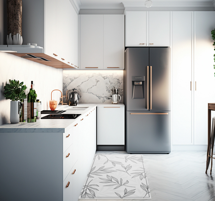 šedé listy na bielom pozadí vinylový koberec - Tenstickers