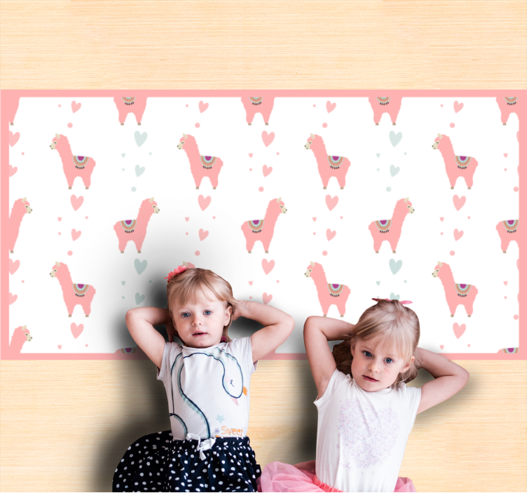 Koberec do spálne ružový vzor lama - Tenstickers