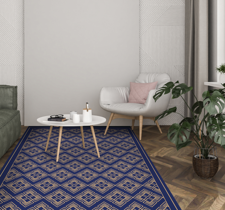 Staromódny dekoratívny modrý vintage koberec - Tenstickers