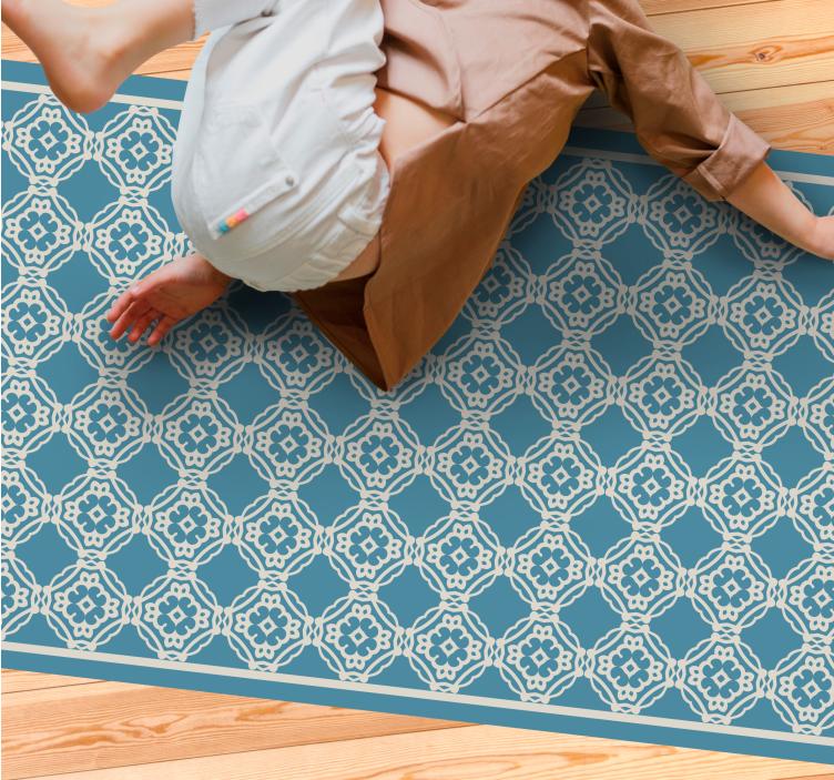 Starožitný vinobranie modrý biely vzor vinobranie koberec - Tenstickers