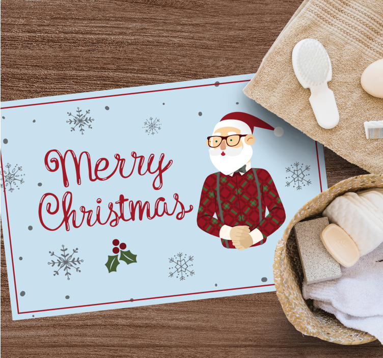 šťastný hipster vianočný vinylový koberec - Tenstickers