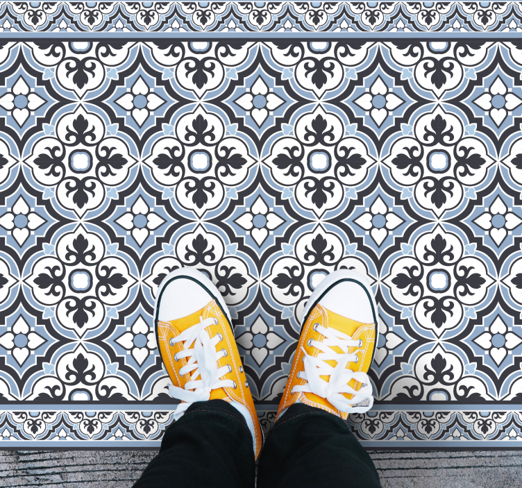 Svetlo modrý kachľový koberec s klasickým vzorom - Tenstickers