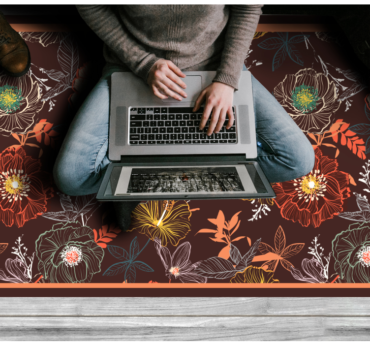 Prírodný vinylový koberec vo vintage štýle s kvetinovým štýlom - Tenstickers