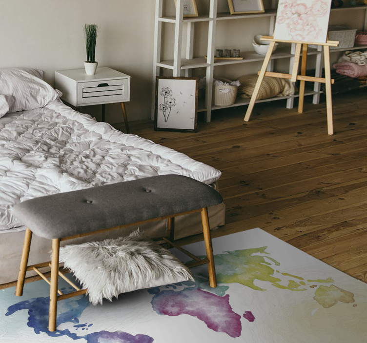 Umelecký farebný koberec mapy sveta - Tenstickers