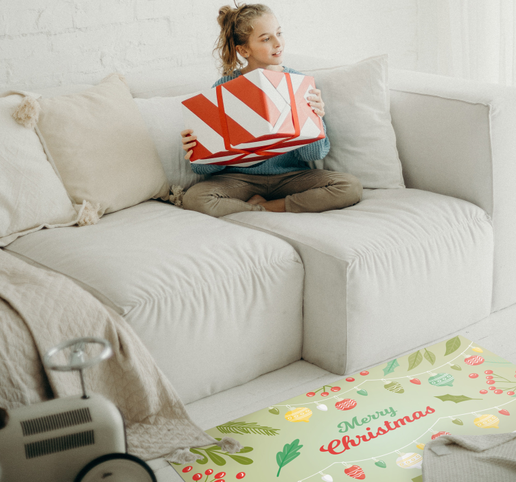 Veselé vianoce a darčeky vianočný stromček mat - Tenstickers