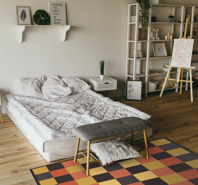 Viacfarebný štvorcový dizajn moderného koberca - Tenstickers