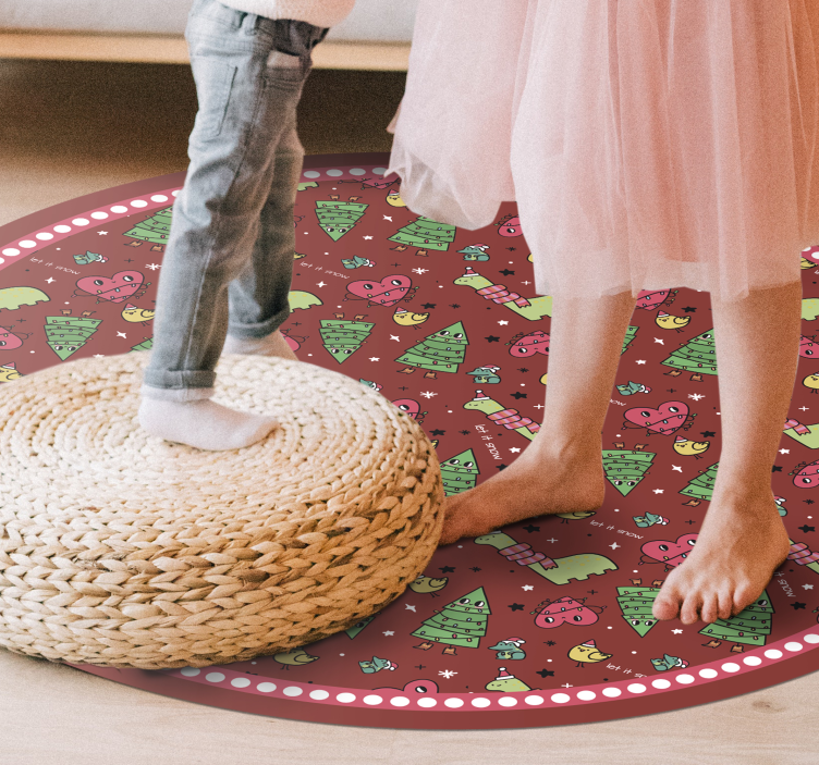 vianočný vinylový koberec slávnostný kruhový dizajn - Tenstickers