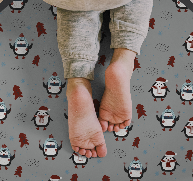 vianočný vinylový koberec slávnostný motív tučniaka - Tenstickers