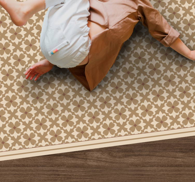 Vintage béžový koberec so štvorcovým vzorom - Tenstickers