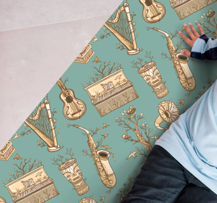 Obdĺžnikový koberec s vintage vzorom hudby - Tenstickers