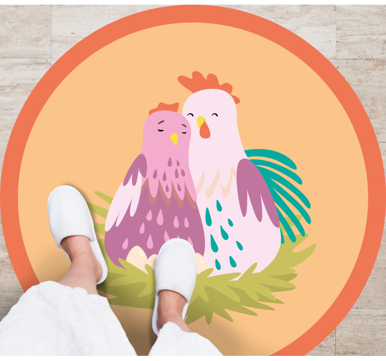 okrúhly vinylový koberec očarujúci operení priatelia - Tenstickers