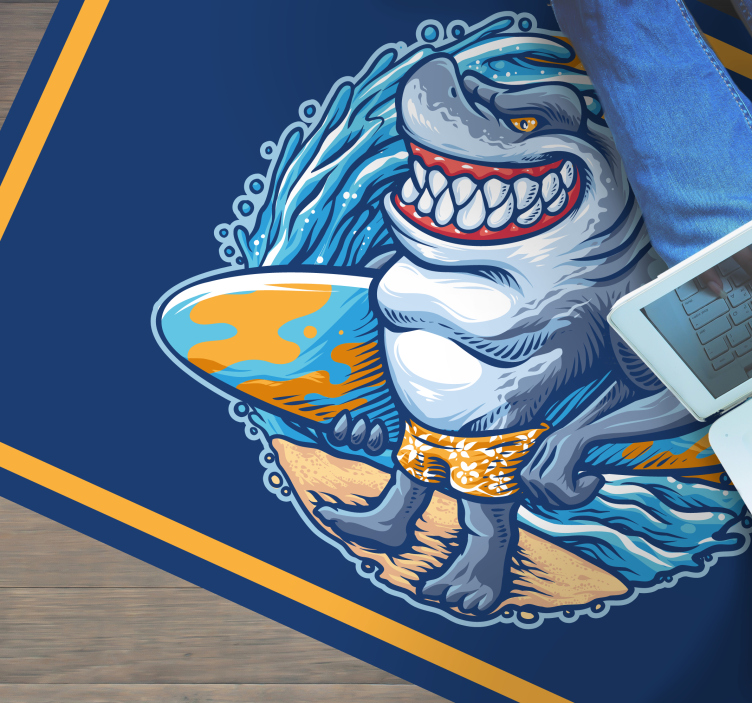 vinylový koberec pre mládež veselá postavička žraloka - Tenstickers