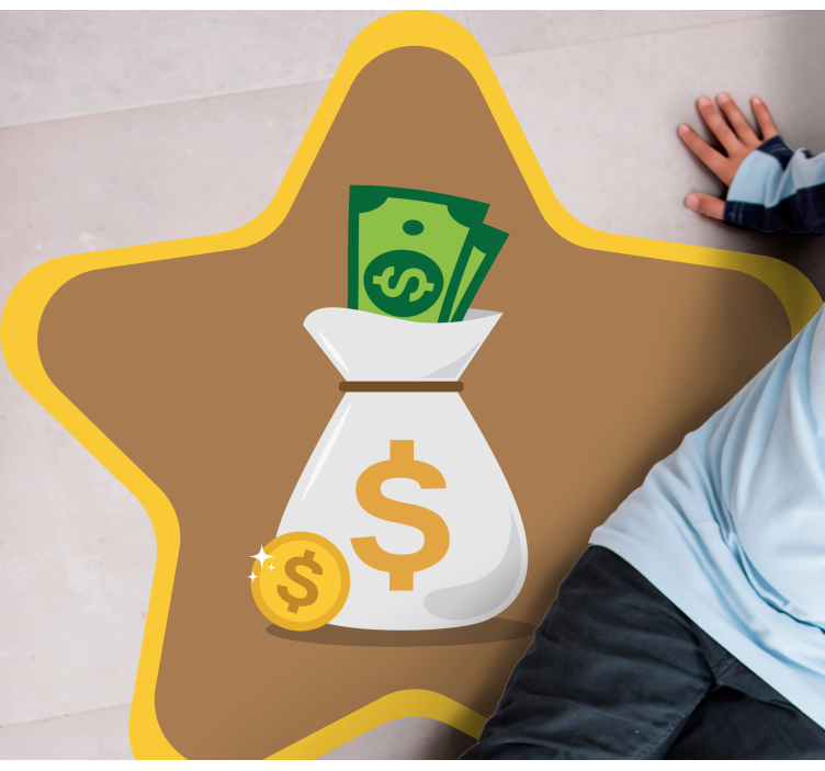 Rôzne vinylové koberce pre deti s logom peňažnej tašky - Tenstickers