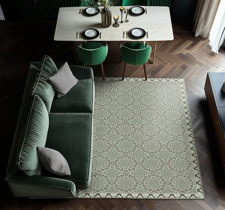 vinylový koberec  pre jedáleň kvetinový vzor dlaždíc - Tenstickers