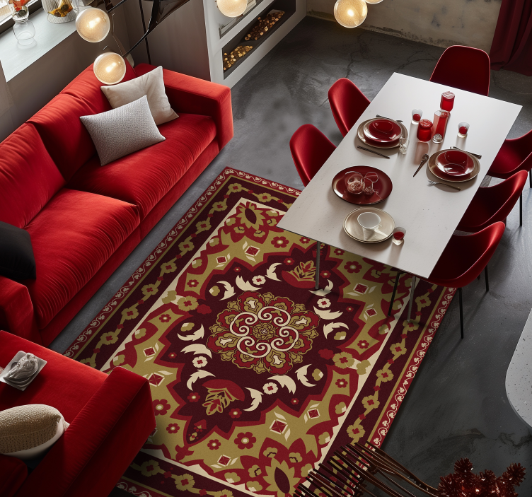 Vinylový koberec do jedálne s vintage kvetinovým vzorom - Tenstickers