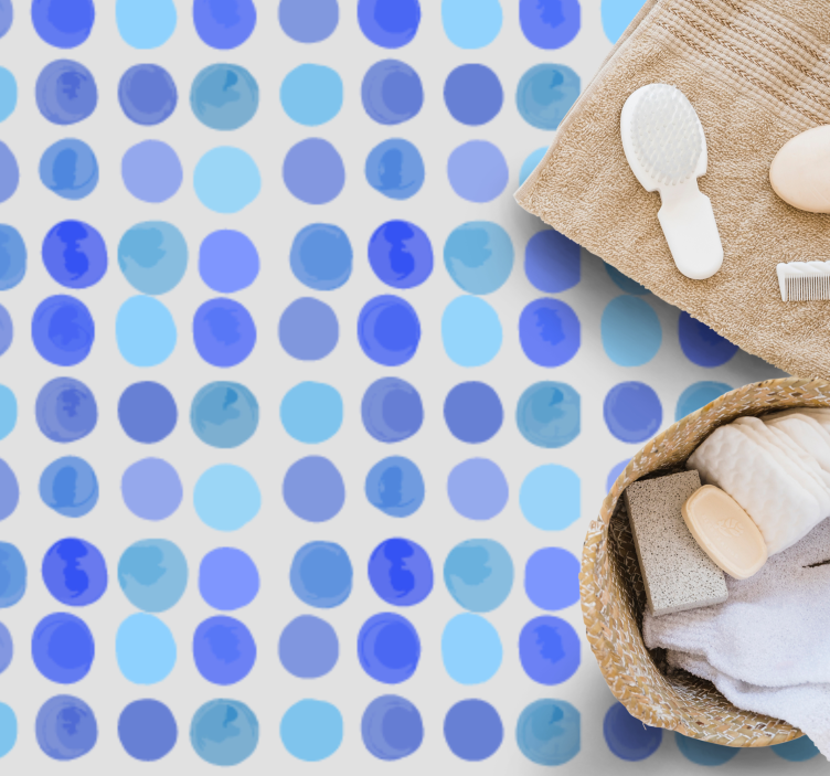 vinylový koberec do kúpelne vzor modrých bodiek - Tenstickers