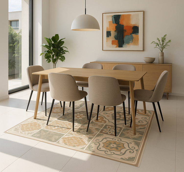 vinylový koberec do obývačky cementové dlaždice rôznych veľkostí - Tenstickers