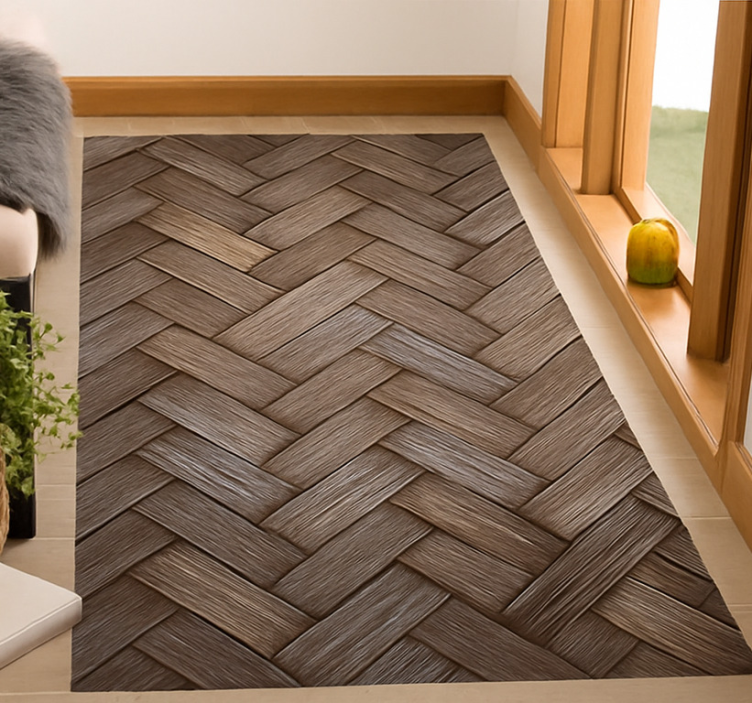 Vinylový koberec do obývačky s vzhľadom pleteného dreva - Tenstickers