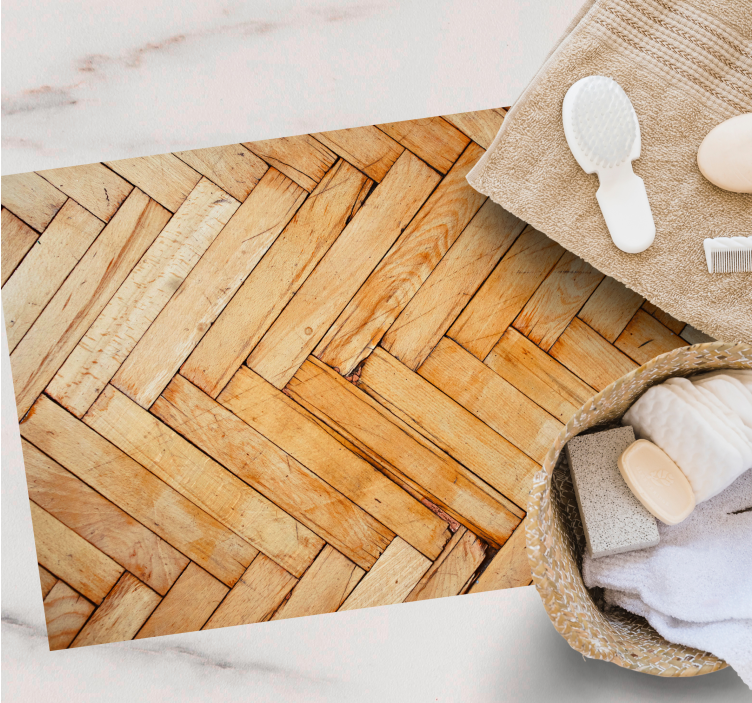 vinylový koberec drevo vzor rybej kosti - Tenstickers