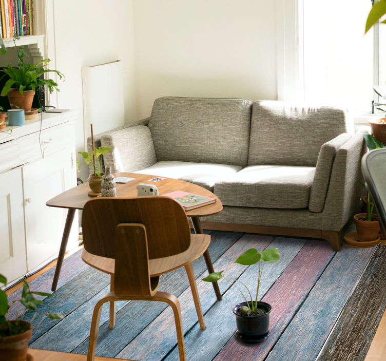 vinylový koberec drevo modré a ružové dosky - Tenstickers