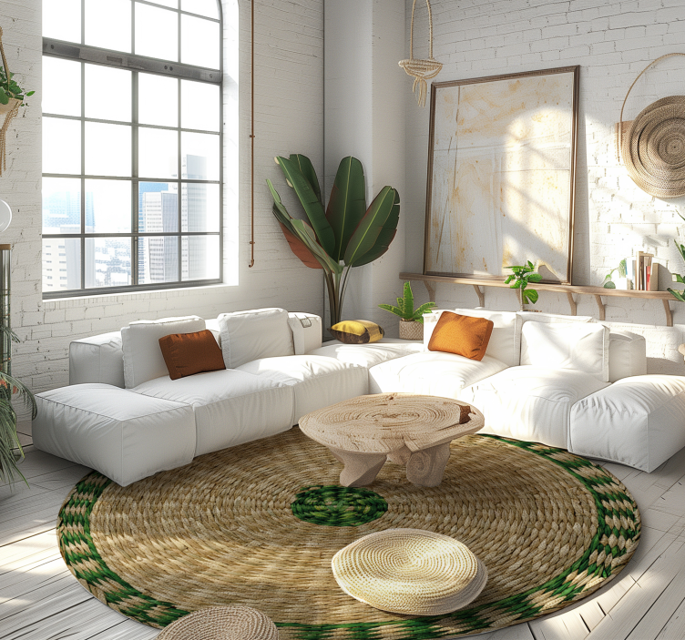 drevo vinylový koberec tkaná okrúhla textúra - Tenstickers