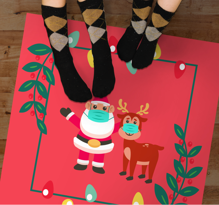 vianočný vinylový koberec talizman santa clausa s maskou - Tenstickers