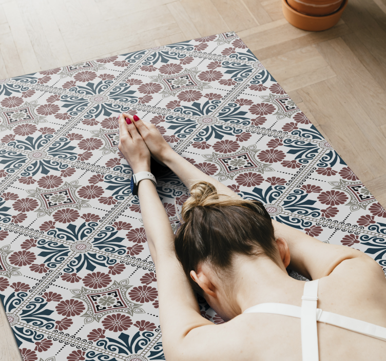 vinylový koberec kachličky botanické aranžmán - Tenstickers