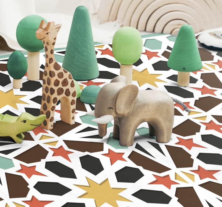 vinylový koberec kachličky farebné hviezdne dlaždice - Tenstickers