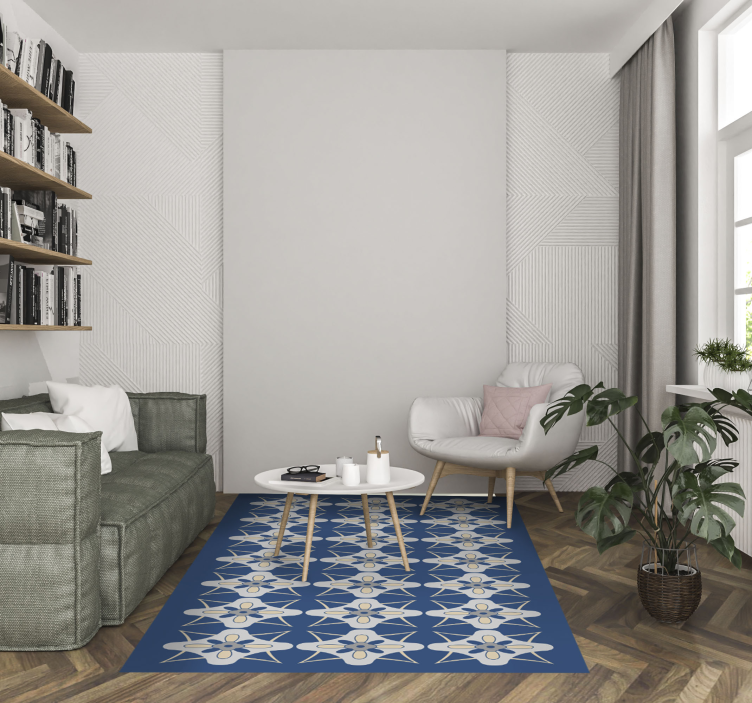 vinylový koberec kachličky kvetinová kompozícia dlaždíc - Tenstickers