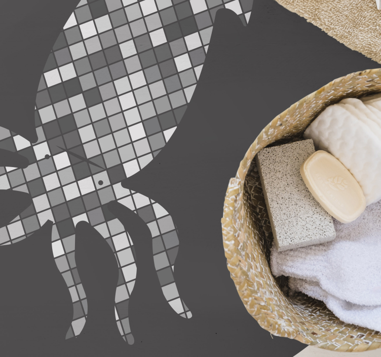 vinylový koberec kachličky mozaiková silueta chobotnice - Tenstickers