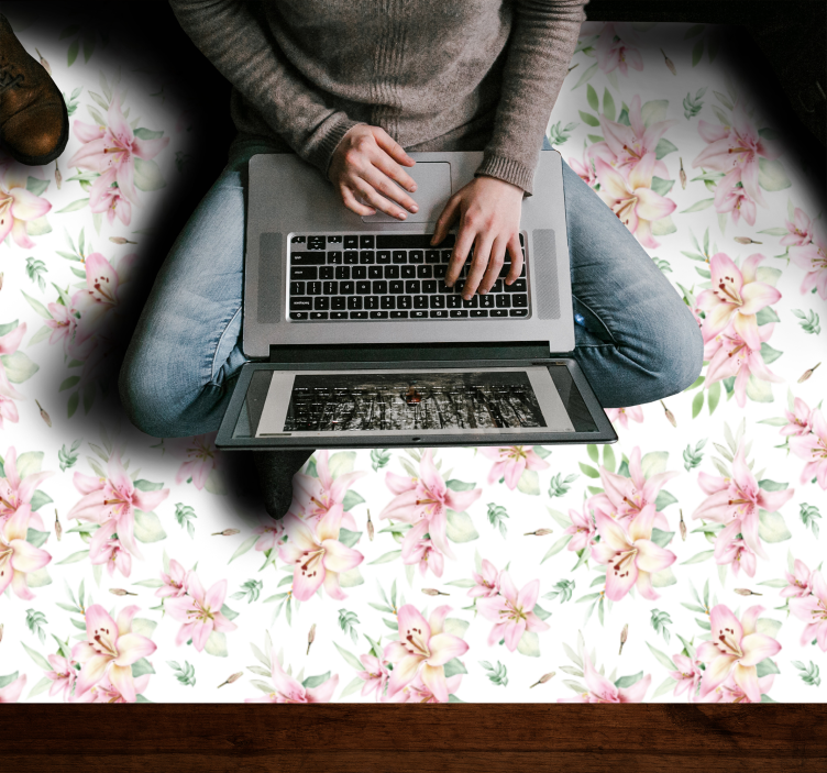 vinylový koberec s kvetmi kvetinová elegancia kvetov - Tenstickers