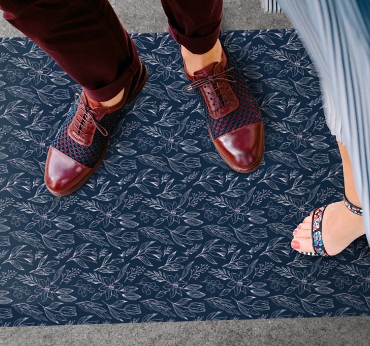 vinylový koberec s kvetmi kvetinová námornícka elegancia - Tenstickers