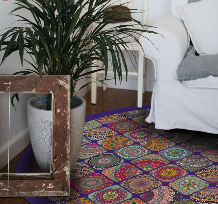 vinylový koberec mandala farebné kruhové vzory - Tenstickers