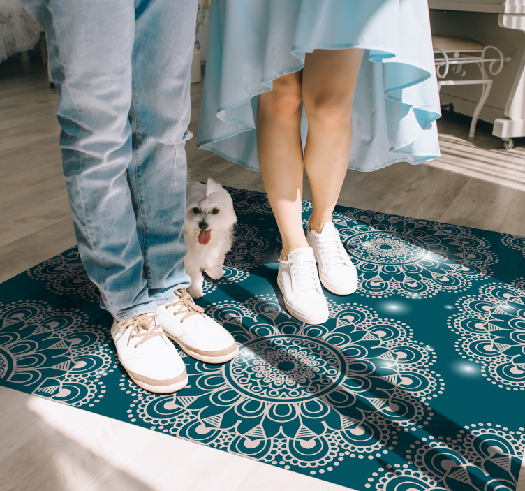 vinylový koberec mandala modrý magický vzor - Tenstickers