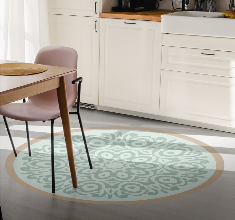 vinylový koberec mandala okrúhly botanický aranžmán - Tenstickers