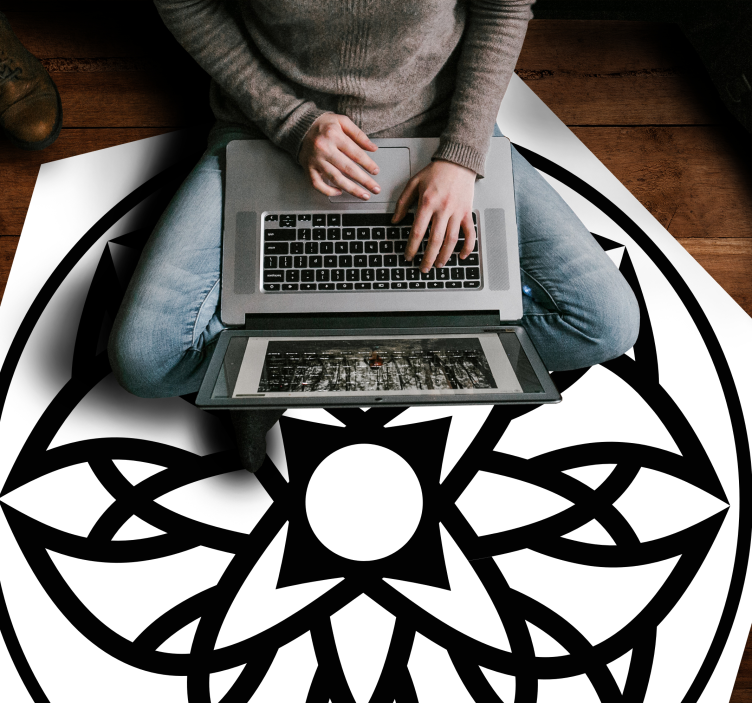 vinylový koberec mandala čiernobiely dizajn - Tenstickers