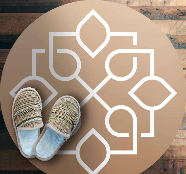 vinylový koberec mandala hnedý a biely motív - Tenstickers