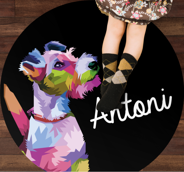 vinylový koberec s menom farebný psí portrét - Tenstickers