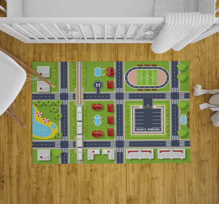 vinylový koberec cesty hravá panoráma mesta - Tenstickers