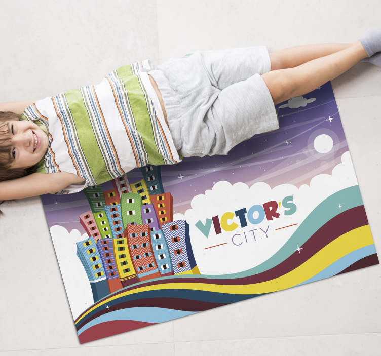 vinylový koberec s menom panoráma mesta dúha - Tenstickers