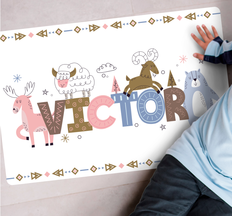 vinylový koberec s menom personalizovaná téma alpaky - Tenstickers