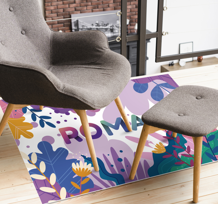 vinylový koberec s menom personalizované botanické - Tenstickers