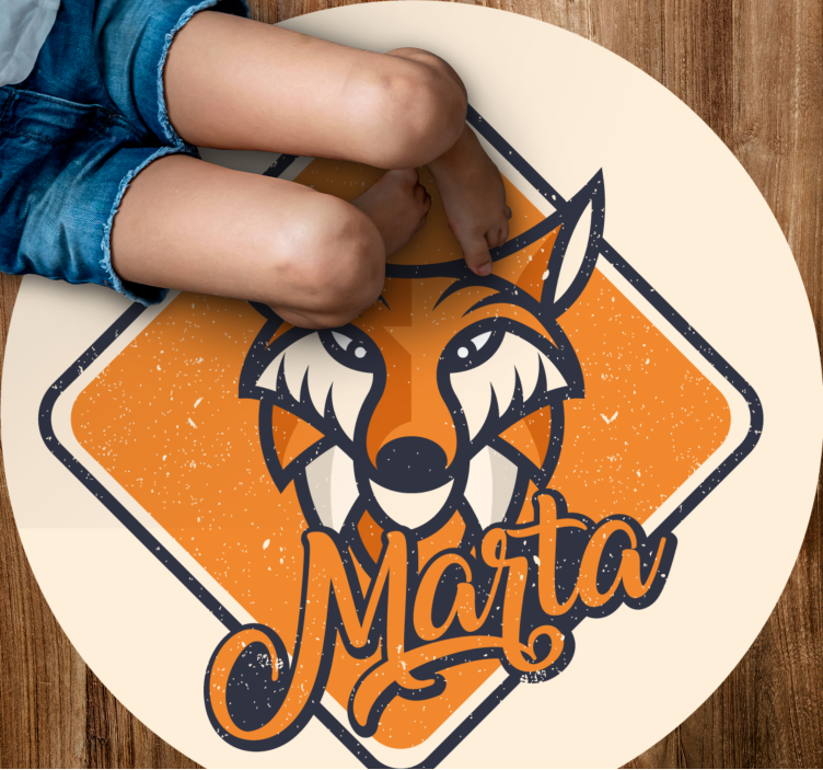 vinylový koberec s menom prispôsobiteľná šikovná líška - Tenstickers