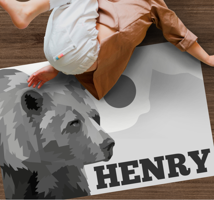 vinylový koberec s menom prispôsobiteľný medveď - Tenstickers