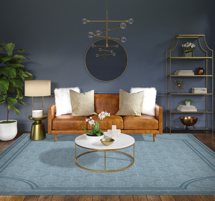 vinylový koberec do jedálne jemný modrý barok - Tenstickers