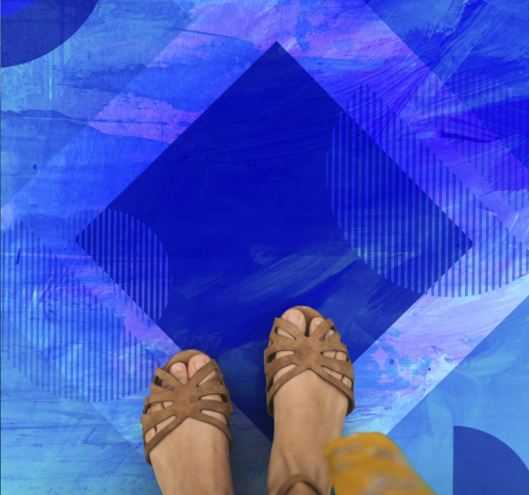 vinylový koberec minimalisticky modré geometrické motívy - Tenstickers