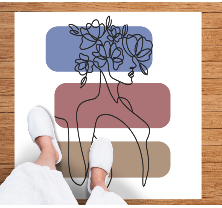 vinylový koberec minimalisticky pôvabný botanický obrys - Tenstickers