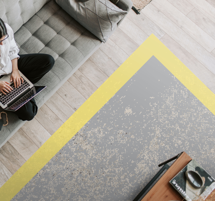 vinylový koberec do obývačky žltý rám - Tenstickers